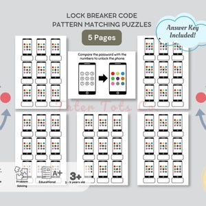 Phone Lock Pattern Puzzle: Preschool Code Breaker Game (PDF Download)