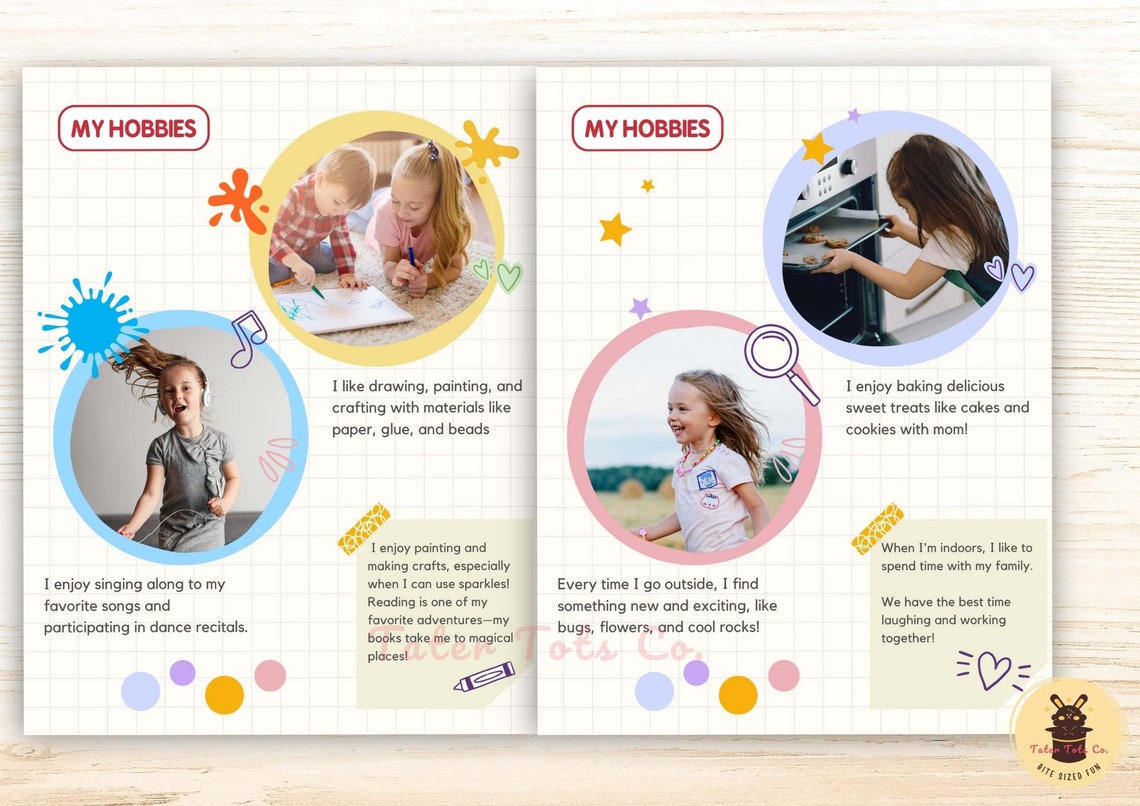 Child Memory Book Childhood Memory Photo Book Girl Theme With Profile, Hobbies, Friends ...