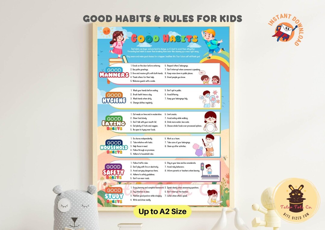 Kids' Daily Routine Poster: Good Habits & Rules (digital Download) - Etsy