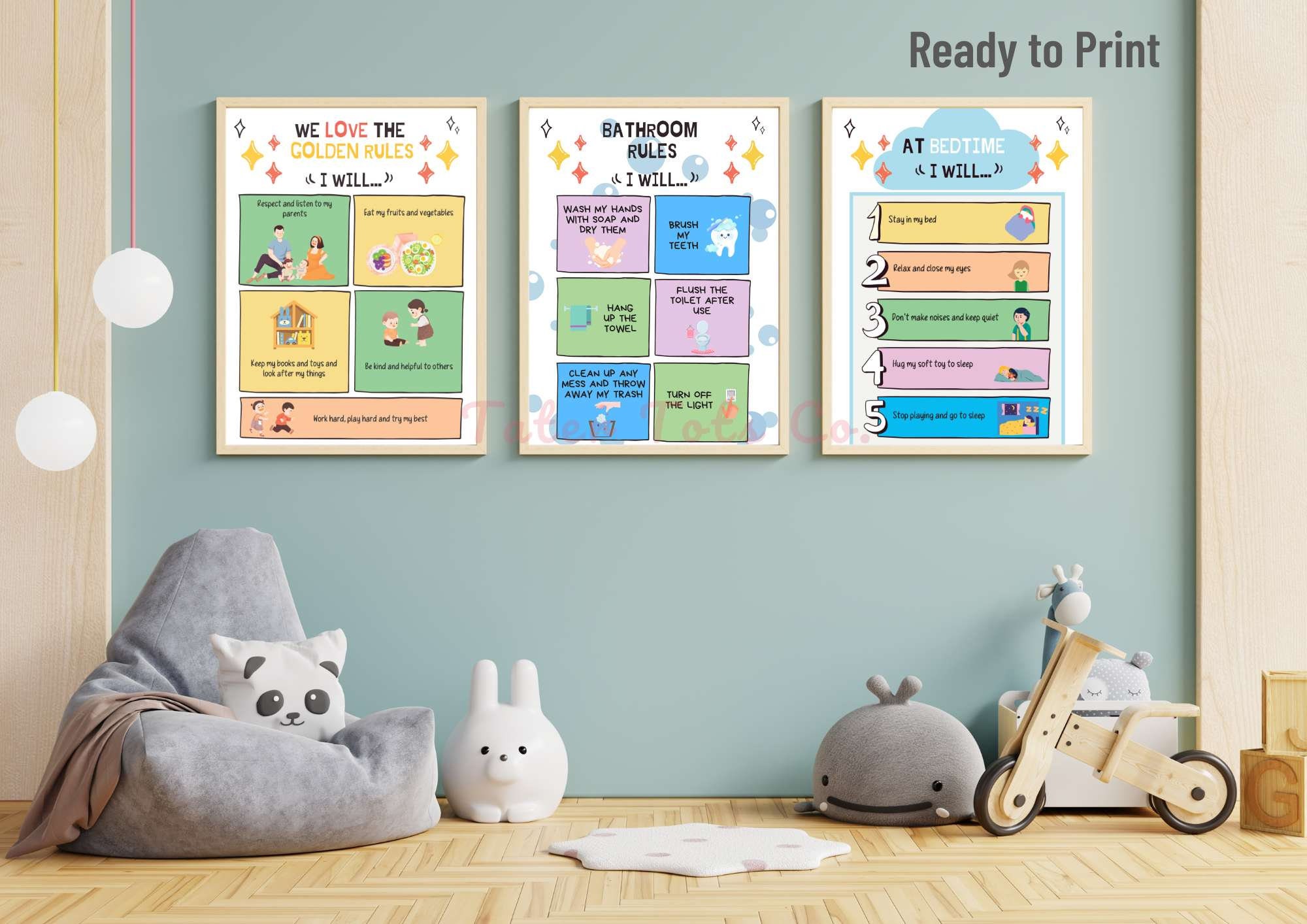 Personalized Daily Routine, Bedtime, Bathroom House Family Rules for ...