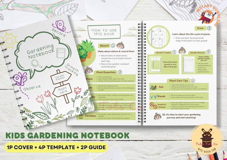 Gardening journal for plant lover kids with simple guide 001