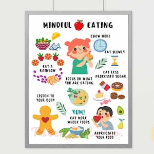 Mindful Eating Mental Health Quotes Poster Healthy Eating, Kids Eat Well, Instant Download (PDF)