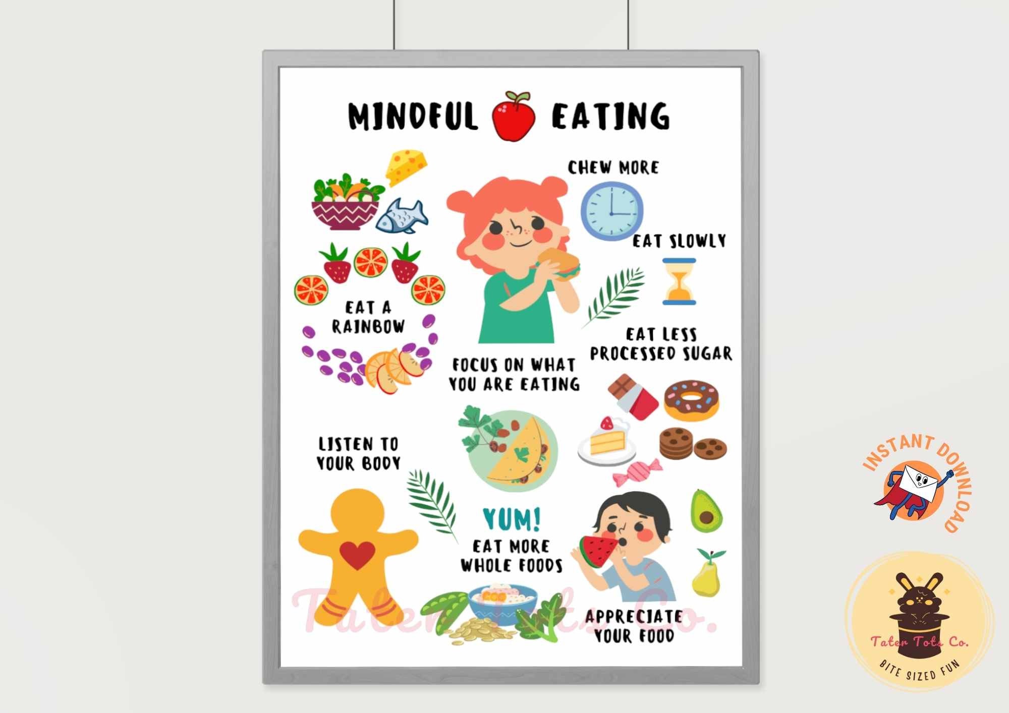 Mindful Eating Mental Health Quotes Poster Healthy Eating Kids Eat 