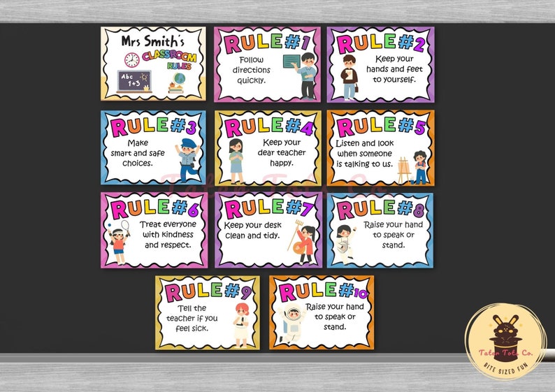 Free Printable Job Rules.pdf Editable Classroom Rules Sign: Job Theme Bulletin Board (PDF Download ...