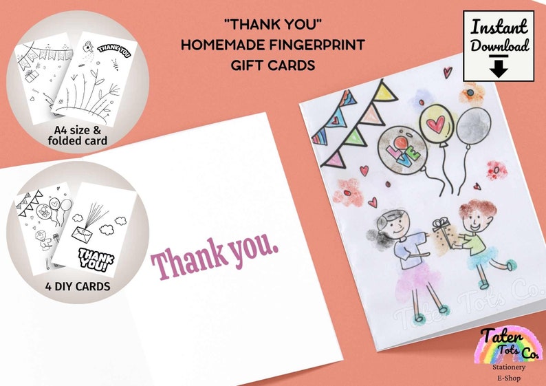 teacher's day fingerprinting diy gift cards