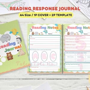 Printable Reading Response Log Journal Book Tracker School Worksheets for Kids - Instant Download PDF