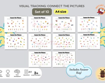 Visual Tracking Picture Connect: Printable Attention Game for Kids | Instant PDF Download with Answer Key