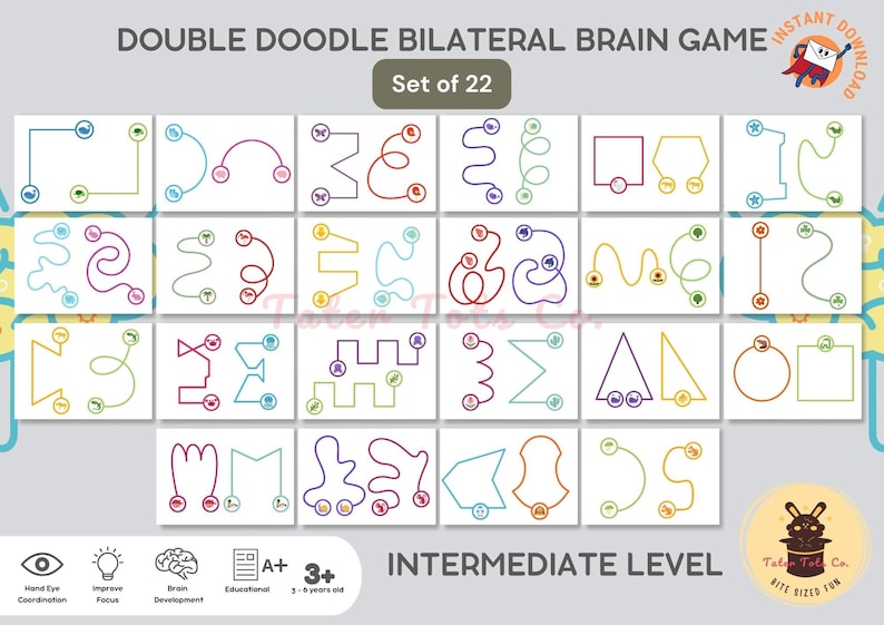 Double doodle bilateral brain game brain puzzle exercises