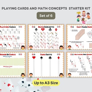 Educatieve kaartspellen voor kleuters: introductie tot speelkaarten en wiskundige concepten Starterskit Set van 6, pdf-bestand direct downloaden