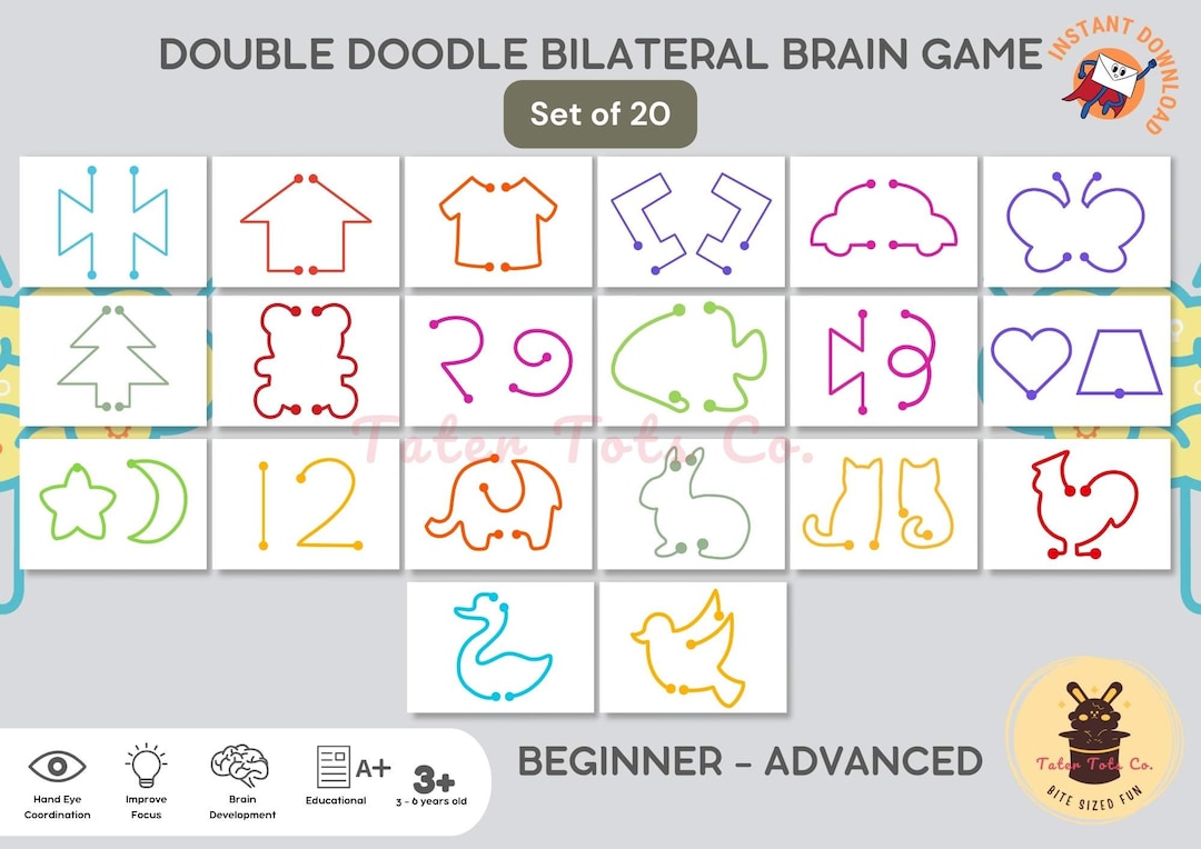 Finger Mazes Double Doodle Bilateral Brain Game Beginner to Advance