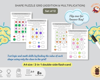 Shape Logic Puzzle Grid: Math Challenge Activity (PDF Download) - Etsy