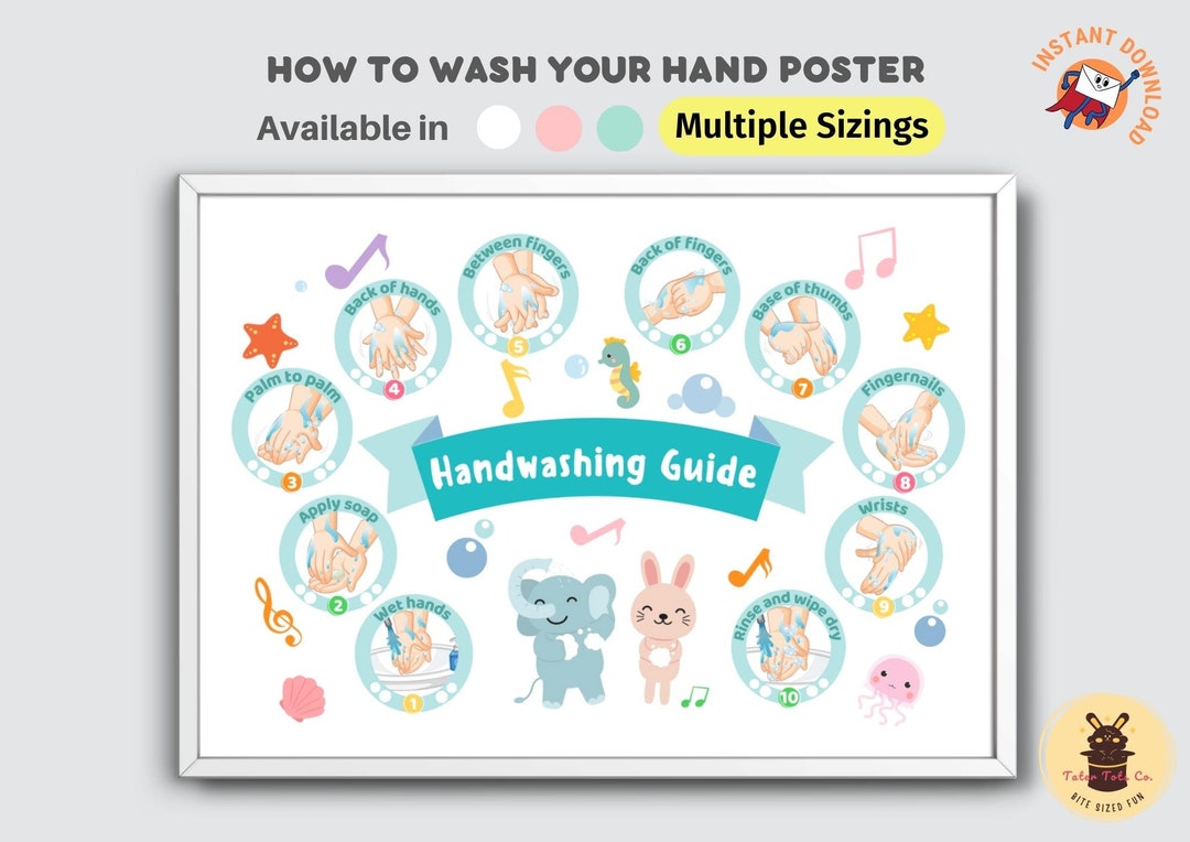 How to Wash Your Hands With Detailed Guide Poster, Washing Instructions ...