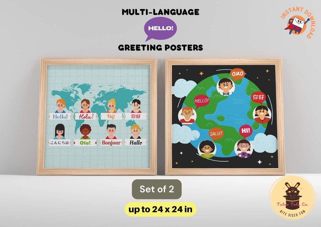 Multi-language Hello Greeting Posters for Kids Boost Cognitive Skills ...