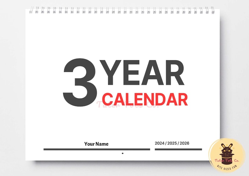 2024 to 2026 3 Year Calendar in One 12 Month Office Planner With ...