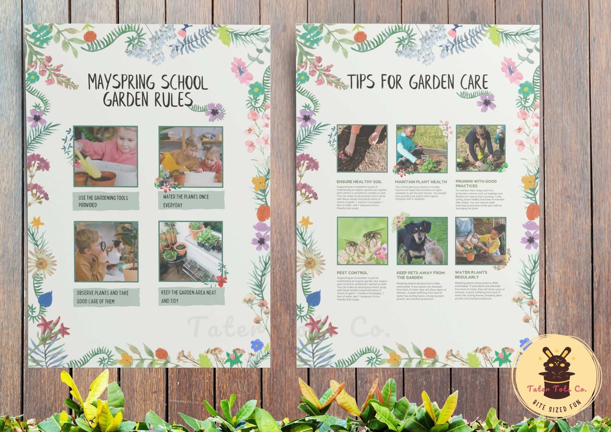 School Garden Rules for Kids Gardening With Photo Frames and Tropical ...