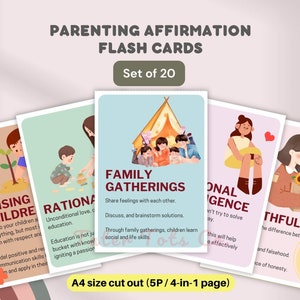 Tarjetas didácticas de terapia de afirmación para padres positivos, conjunto de 20 consejos de orientación y motivación, descarga instantánea en formato PDF