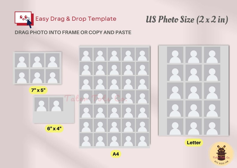 DIY Custom Passport Photo Canva Frame Template International and US