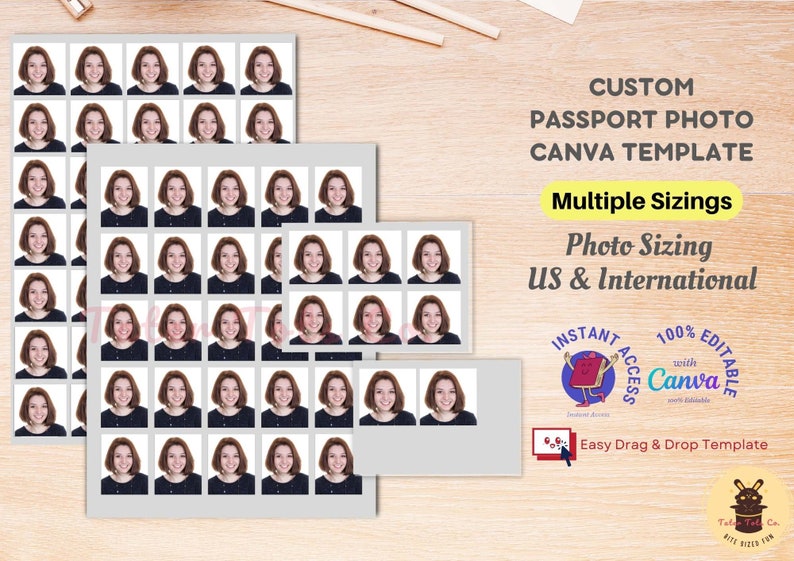 DIY Custom Passport Photo Canva Frame Template International and US