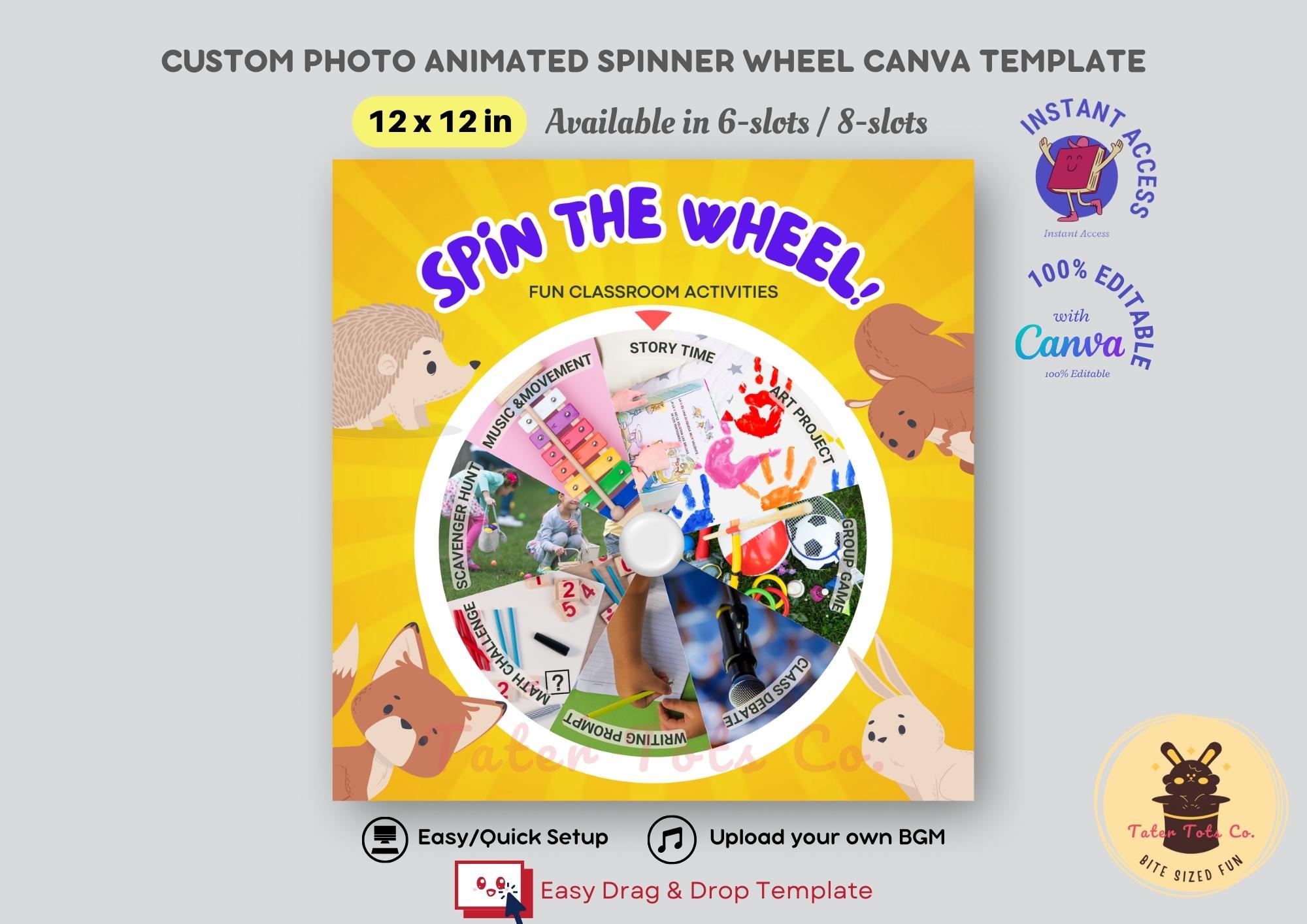 Custom Photo Digital Animated Spinner Wheel - 6 and 8 Slots Drag and ...