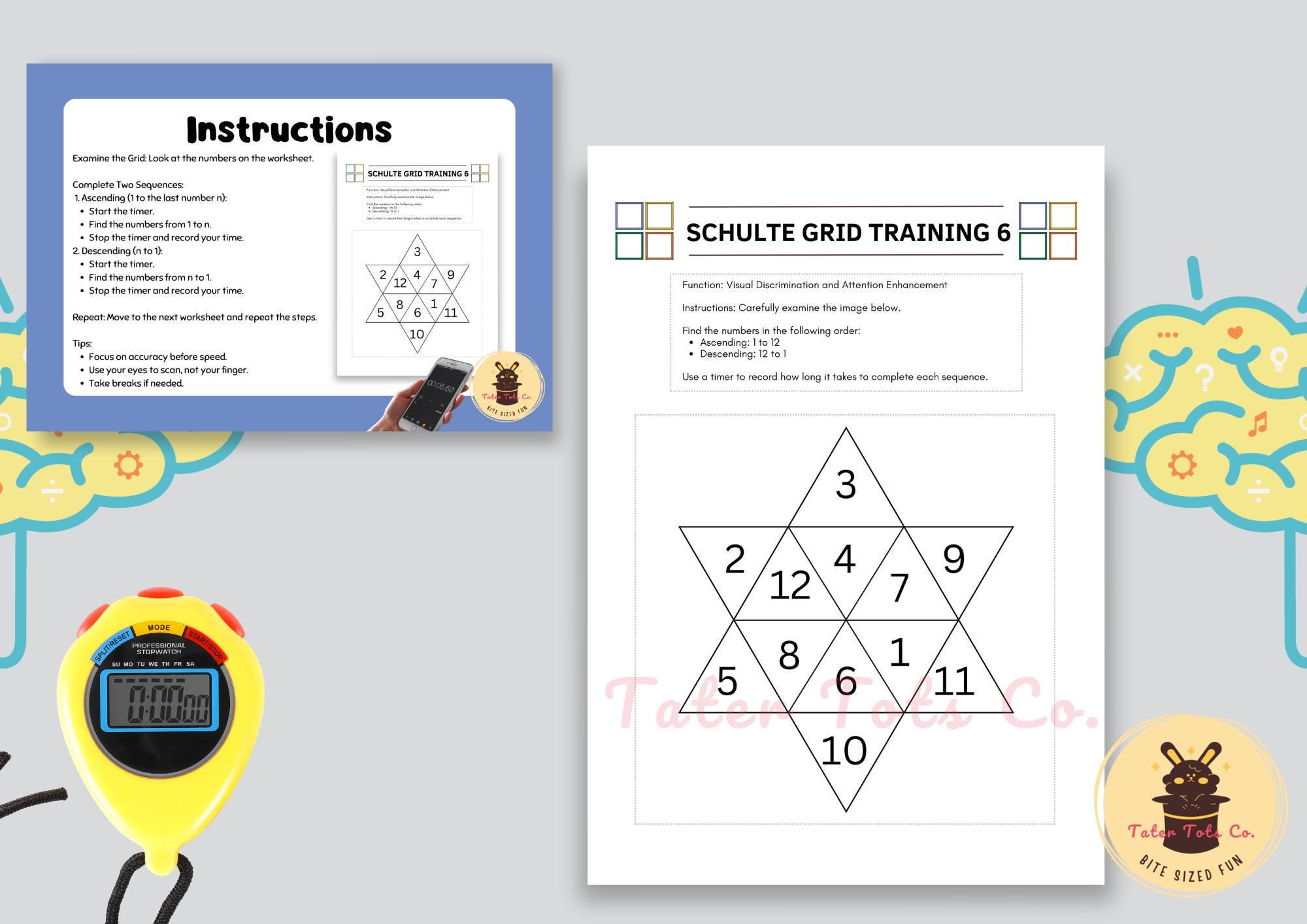 Schulte Grid Visual Scanning Exercise: Shapes Bundle (PDF Download) - Etsy