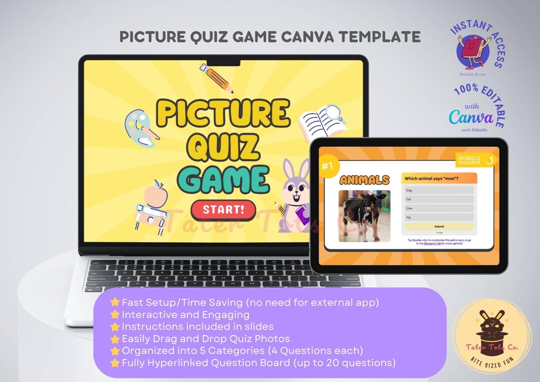 Picture Quiz Trivia Game Template | Preschool/elementary | Presentation ...