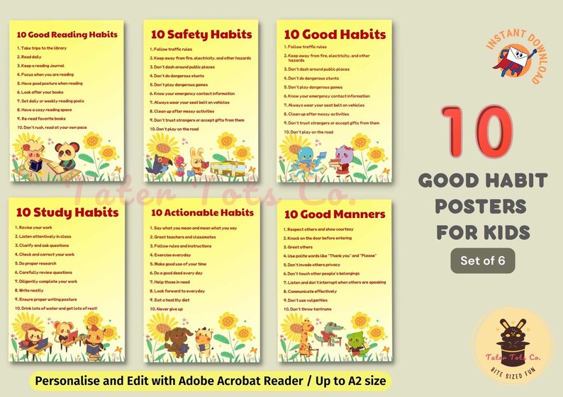 Editable Education Classroom Success Quote Templates, Customizable Class Rules Instant Download PDF