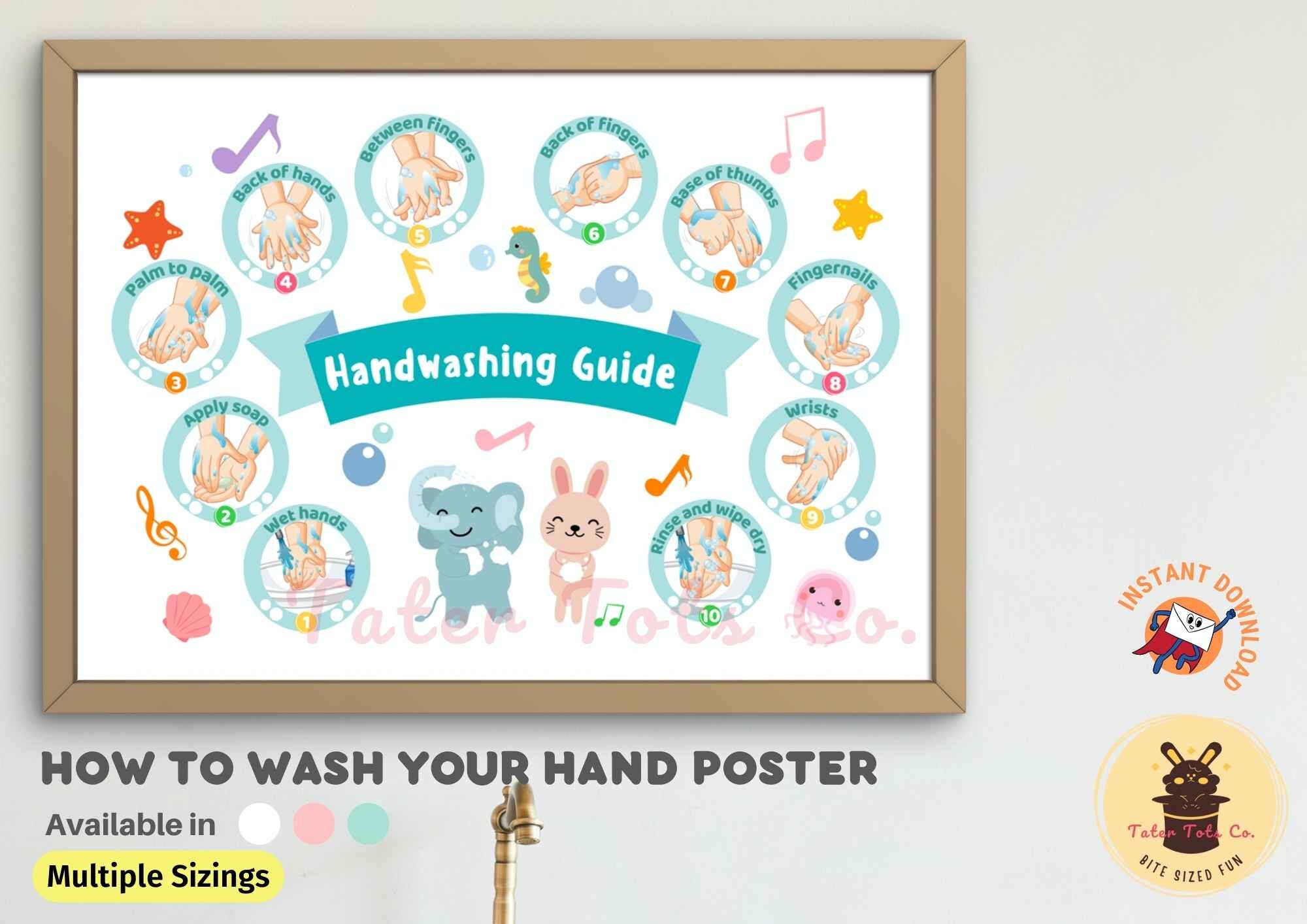 How to Wash Your Hands With Detailed Guide Poster, Washing Instructions ...
