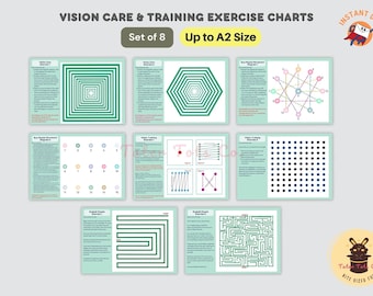 Visual Health Training Charts Vision Care Guide to Eye Exercises and Muscle Movement Instructional Workout Full Bundle Instant Download PDF