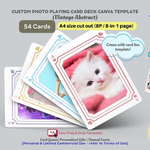Carte da gioco con foto personalizzate con design di bordo astratto vintage - Modello Canva semplice con accesso immediato