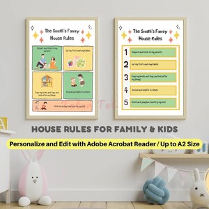 House Rules Personalized Family Name, Editable Template for Toddlers and Kids, Daily Routine Reminder Instant Download PDF