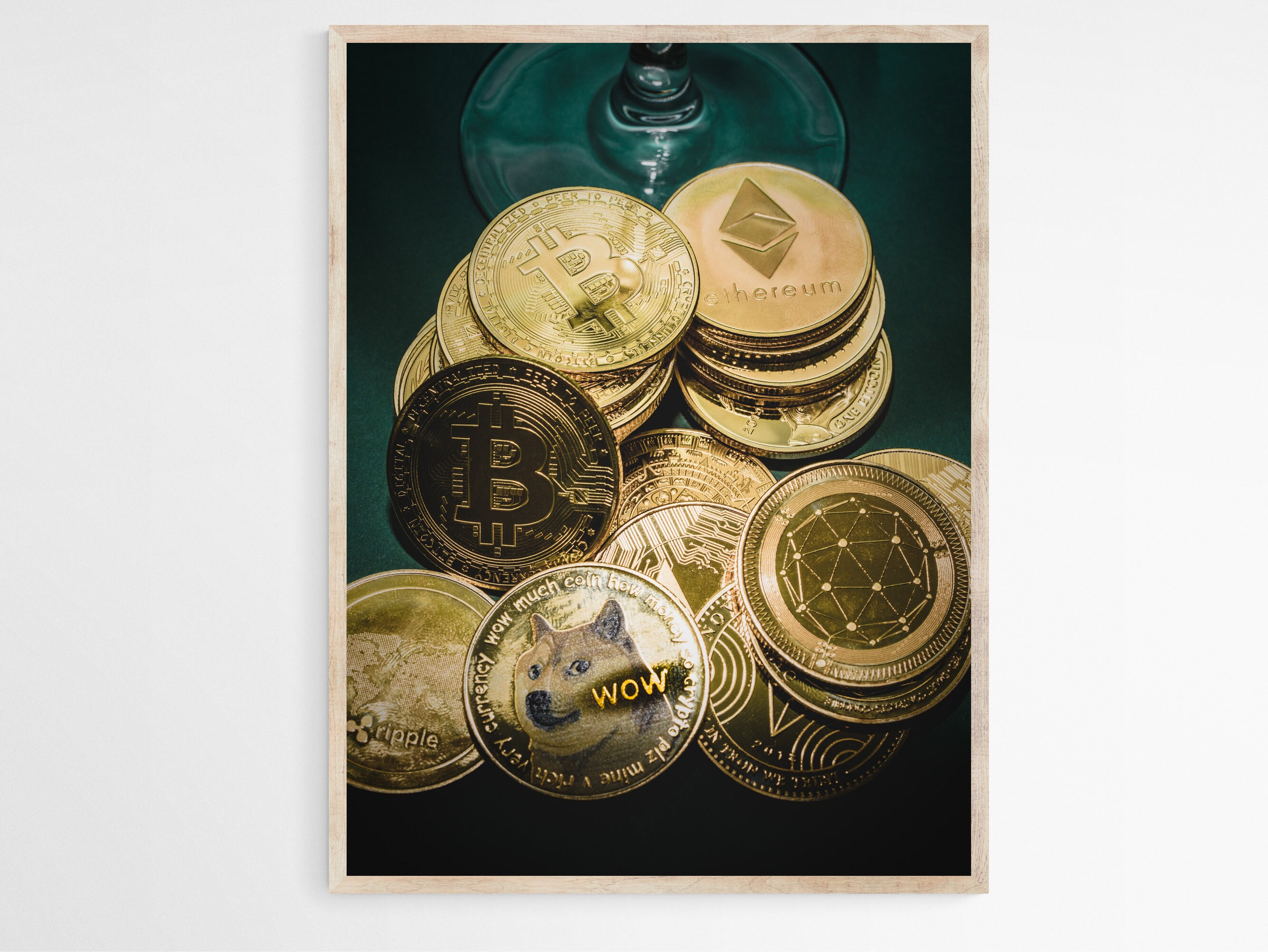 Bitcoin Crypto Coins Print, Modern Wall Art, Cryptocurrency Artwork, Gold  Coins Art, Investor Gift - Etsy