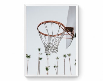 Basketballkorb mit Palmen, Fine Art Fotodruck, Venedig Beach Basketballplätze, Dschungel Hoop, digitaler Download