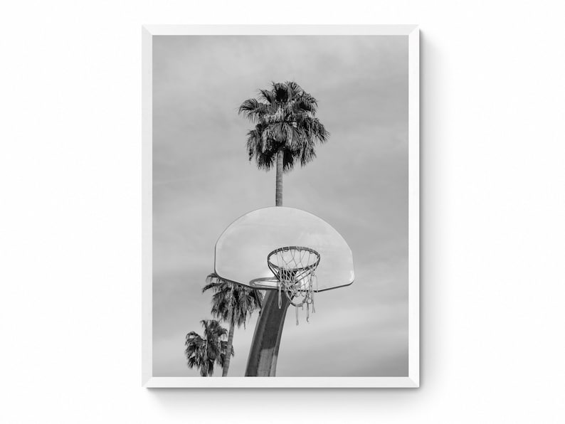 Basketball Hoop Wall Art Black and White Photography Print Etsy