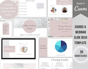 Plataforma de diapositivas del seminario web Descarga instantánea de la plataforma de diapositivas del curso en línea, plantilla Canva para entrenadores/profesores Diapositivas del seminario web, plantilla de clase magistral