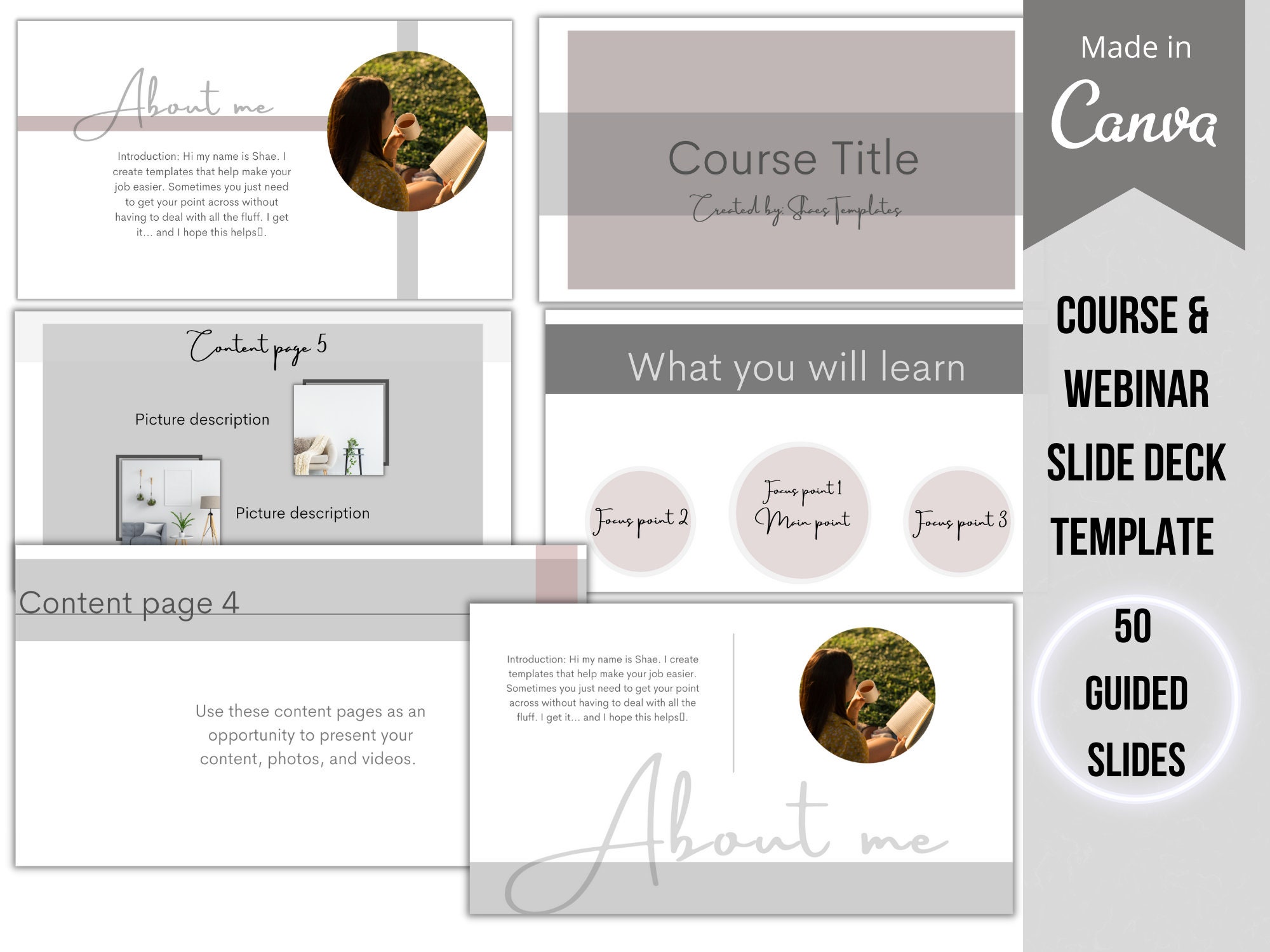 Webinar Slide Deck INSTANT DOWNLOAD Online Course Slide Deck, Canva ...