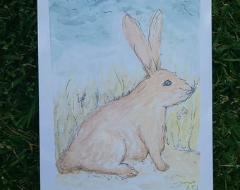 Impression de lapin d’aquarelle