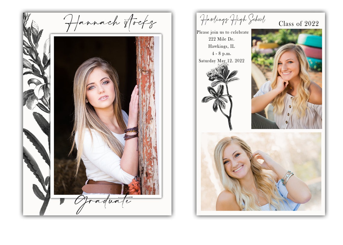 Graduation Announcement Card Template Class of 2022-2023 | Etsy