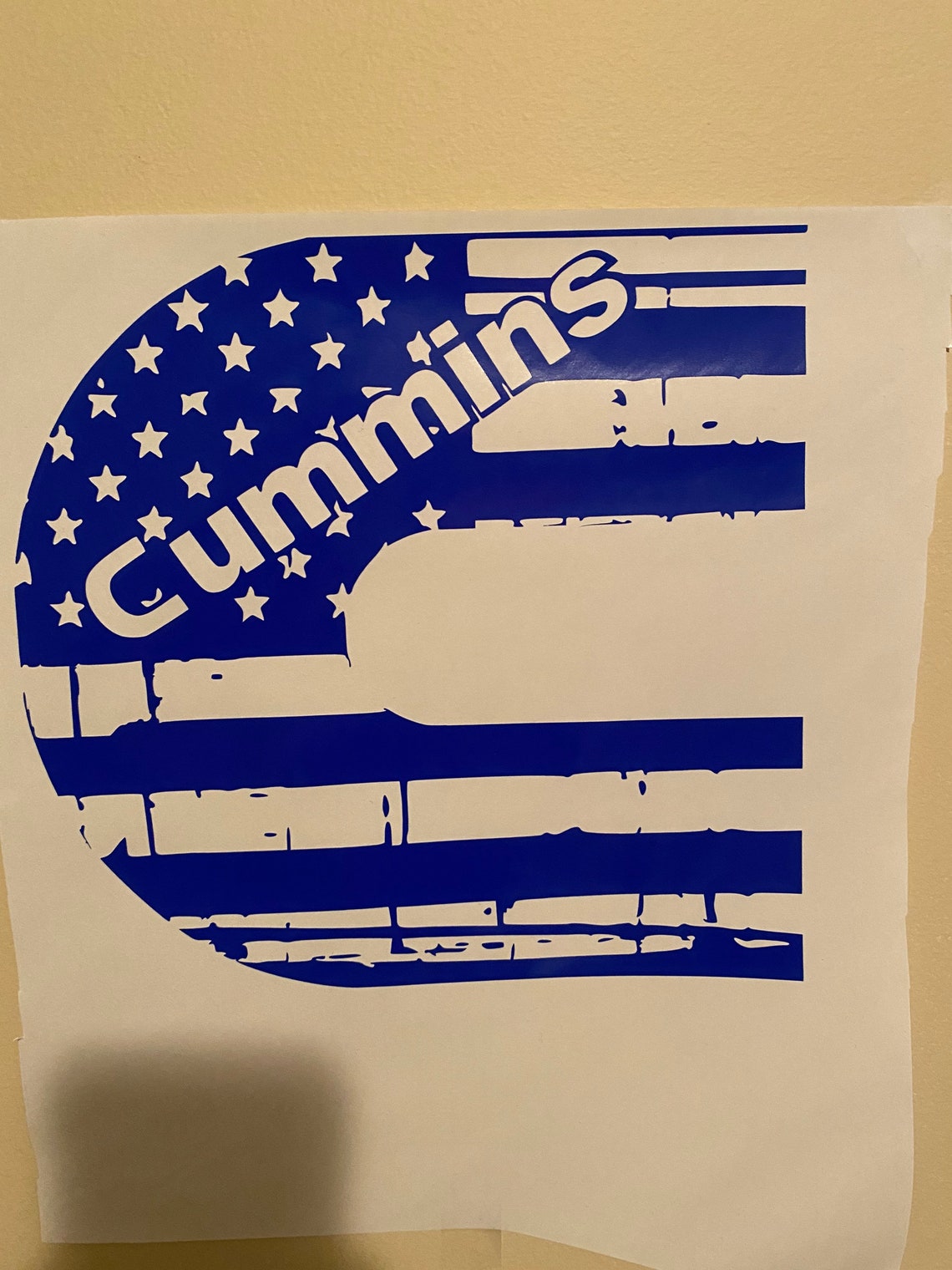 Blue Cummins American Flag Car Decal Etsy