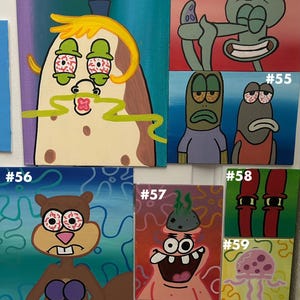 SpongeBob | Hand-Painted | Canvas Art | Paintings | Home Decor Wall Art | Abstract Aesthetic Cartoon Art image 7