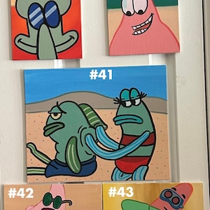 SpongeBob | Hand-Painted | Canvas Art | Paintings | Home Decor Wall Art | Abstract Aesthetic Cartoon Art image 4