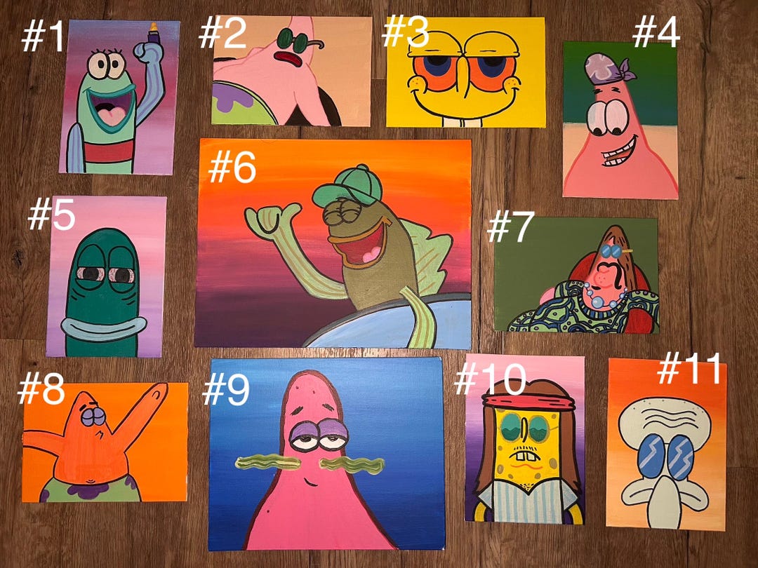Spongebob Abstract Spongebob | Hand-painted | Canvas Art | Paintings | Home Decor Wall Art ...