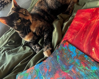 Animal Art Paintings | Painting by Cat | Painting by Cookie the Cat | Limited Edition | Acrylic Paint | Canvas Art