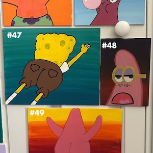 SpongeBob | Hand-Painted | Canvas Art | Paintings | Home Decor Wall Art | Abstract Aesthetic Cartoon Art image 5