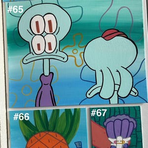 SpongeBob | Hand-Painted | Canvas Art | Paintings | Home Decor Wall Art | Abstract Aesthetic Cartoon Art image 9