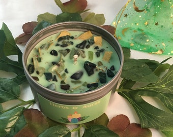 Sage Teakwood Scented Candle | 100% Pure Soy Candle | Infused With Crystals and Herbs | Handmade Aromatherapy Candle | Vegan Cruelty Free