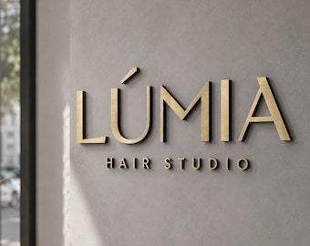 Brushed Gold Acrylic Business Sign, Custom Logo Sign, Wall Sign, Office Door Sign, Front Door Sign