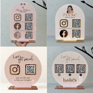 Custom QR Code Sign, Social Media Business Sign, Instagram Facebook QR Code, Google Review Sign, Scan to Pay Countertop Sign