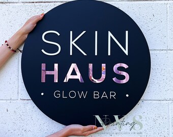 Custom 3D Round Logo Sign – Modern Business Wall Logo for Salon, Studio & Workspace