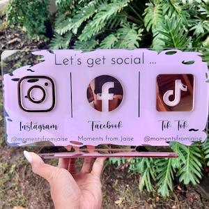 Social Media Business Sign | Marketing Sign for Small Business | Salon, Beauty and Hairdressers Reception Sign