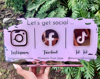 Social Media Business Sign | Marketing Sign for Small Business | Salon, Beauty and Hairdressers Reception Sign